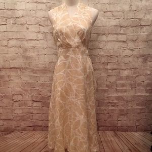 Rafaella Beige Print Linen Sleeveless Shift Dress